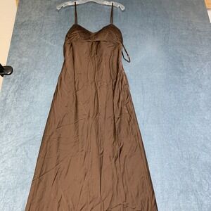 Seni & Cade Juniors Pintuck Satin Sleeveless Column Gown Dress Womens XL Brown